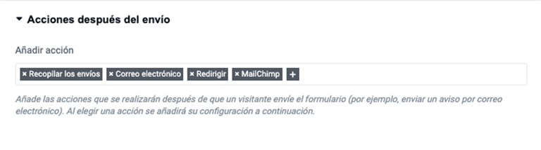 Acciones después del envío