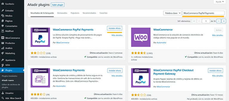 Añadir plugin WooCommerce PayPal Payments