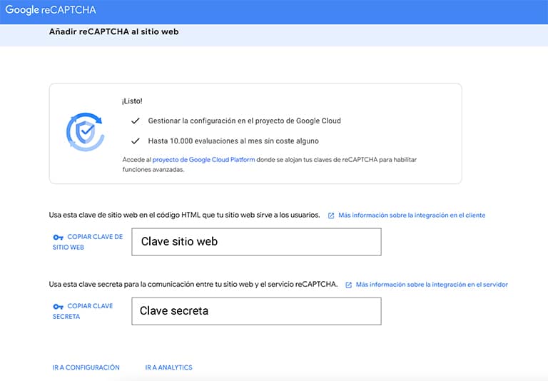 Configura reCAPTCHA en Elementor fácilmente 4 Clave sito web y secreta