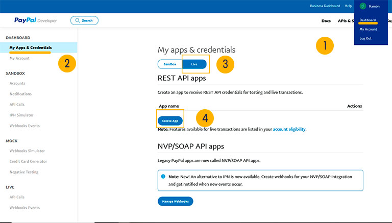 Creación API PayPal