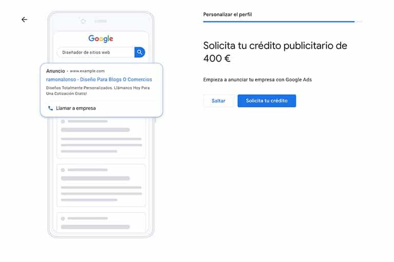 Crea tu Perfil de Empresa en Google (Guía completa) 13 Solicita tu crédito publicitario My Business