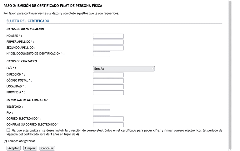 Obtener el certificado con DNIe en Mac 6 Introducimos nuestros datos