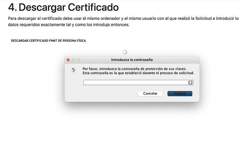 Obtener el certificado con DNIe en Mac 13 Descargamos el certificado electrónico