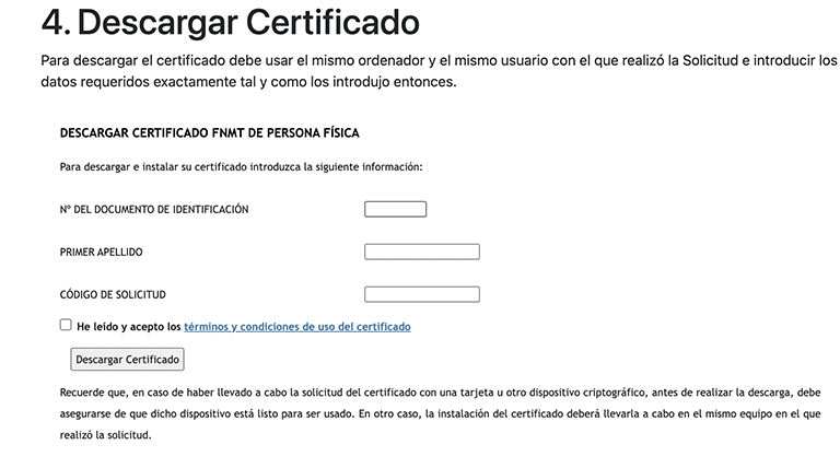 Obtener el certificado con DNIe en Mac 11 Descargar el certificado digital