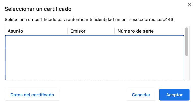Elegimos el certificado digital personal