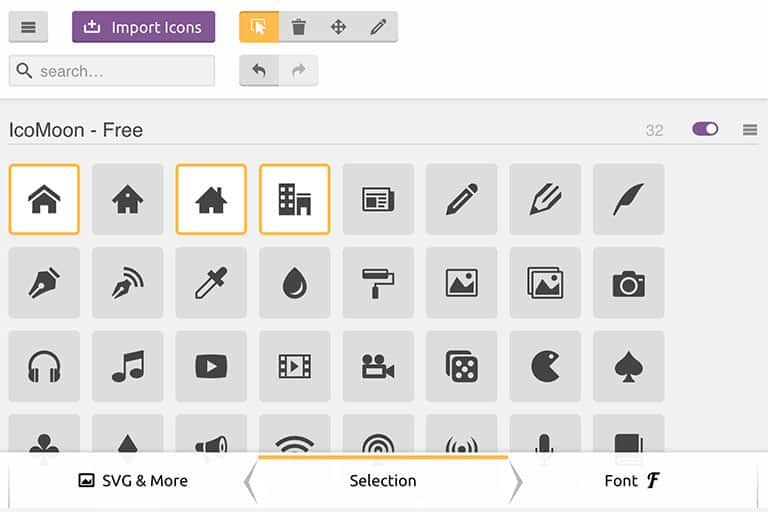 Añadir iconos personalizados en Elementor Pro 2 Seleccionar fuentes en icoMoon