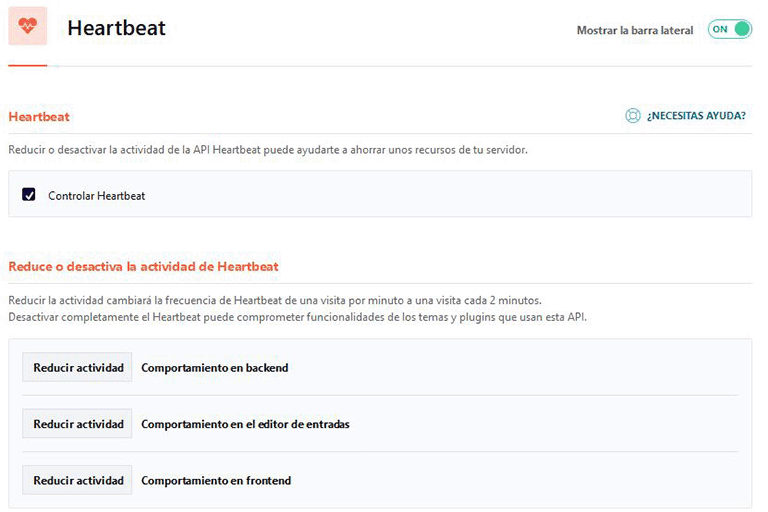 Configuración Heartbeat WP Rocket