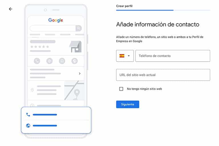 Crea tu Perfil de Empresa en Google (Guía completa) 7 Información de contacto my business