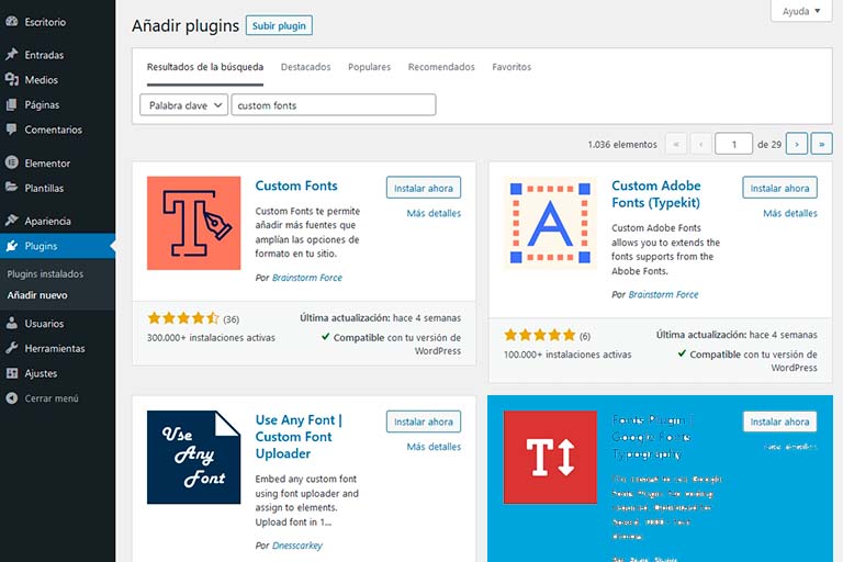 Instalación custom fonts