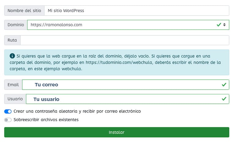Instalación de WordPress desde cPanel
