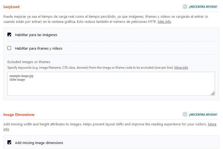 Configuración de medios WP Rocket