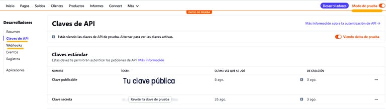 Cómo configurar Stripe en Woocommerce 8 Stripe en modo de pruebas