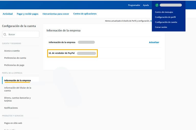 ID Vendedor PayPal