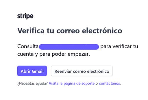 Cómo configurar Stripe en Woocommerce 2 Correo de verficación de Stripe