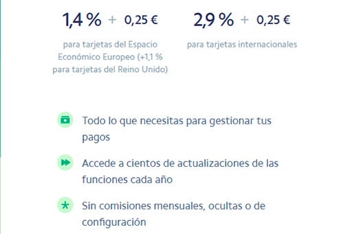 Cómo configurar Stripe en Woocommerce 1 Tarifas Stripe